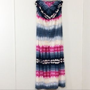 VENUS| Strapless Tie Dyed  Multi-Color Maxi Dress